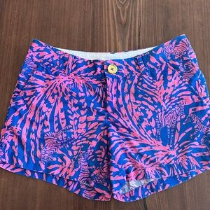Lilly Pulitzer Shorts Women’s 6 Blue Pink Callahan Rollin in the Grass Preppy